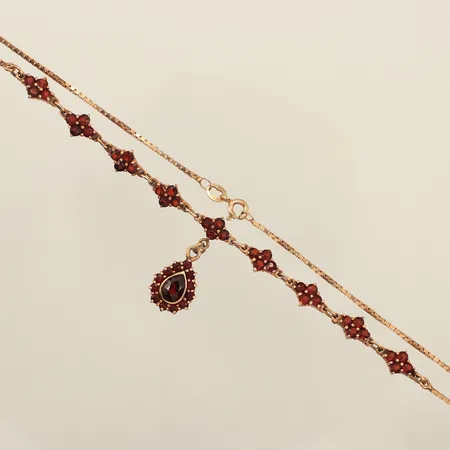 Collier, granater, längd 50,5cm, bredd 1,3mm-2,5mm, italy, förgyllt silver  Vikt: 8,7 g