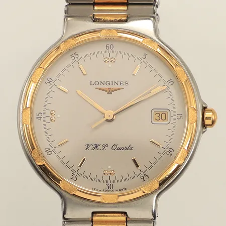 Armbandsur Longines, Conquest, V.H.P, quartz, Ø33mm, datum, stål, 21511553, stållänk, viklås, repig, batteri byte krävs, inga tillbehör