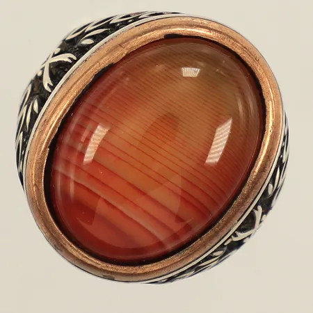 Ring agat, stl 19¼, bredd 23,6mm, 925/1000 silver  Vikt: 14,4 g