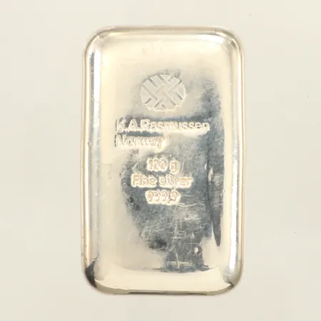 Silvertacka 100g, K.A.Rasmussen Norway, fine silver, 999,9/1000 silver 