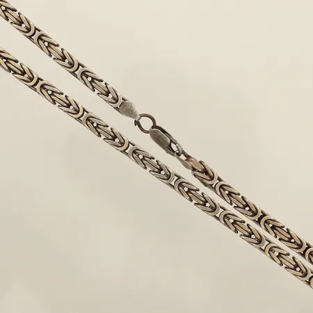 Kedja Kejsarlänk, längd 57cm, bredd ca 5mm, ring vid låset i metall, Guldfynd, 925/1000 silver Vikt: 72,9 g