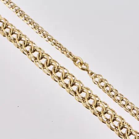 Collier i 18K guld, 45cm, doserad, bredd 5-8mm, mm, vikt 24,9g.