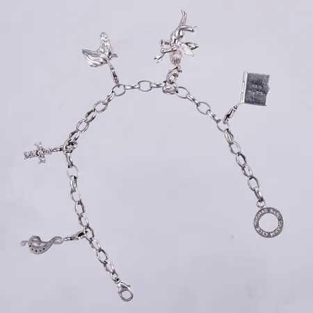 Armband med berlocker, Thomas Sabo, längd: ca 18cm, bredd: ca 3mm, silver 925/1000 Vikt: 24,7 g