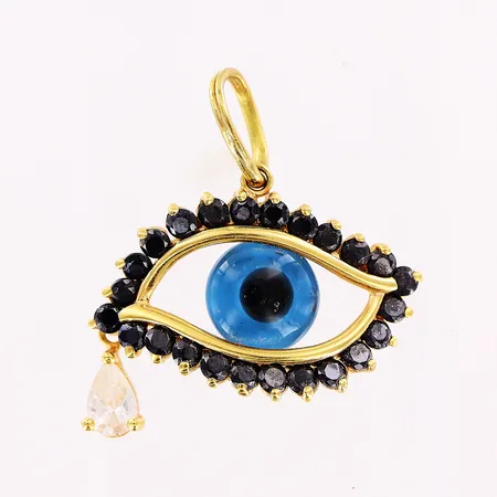 Hänge, öga, stenar, 26x28mm, 18K, bruttovikt 4,6gram Vikt: 4,6 g