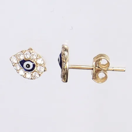 Ett par örhängen med vita och blå stenar, 7x5mm, 14K Vikt: 0,7 g
