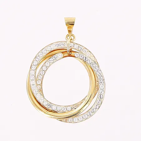 Hänge, stenar, 24x18mm, skev ögla, 18K. Vikt: 0,7 g