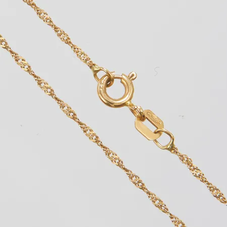Kedja Singapore, längd ca 42cm, bredd 1mm, GHA, 18K Vikt: 1,3 g