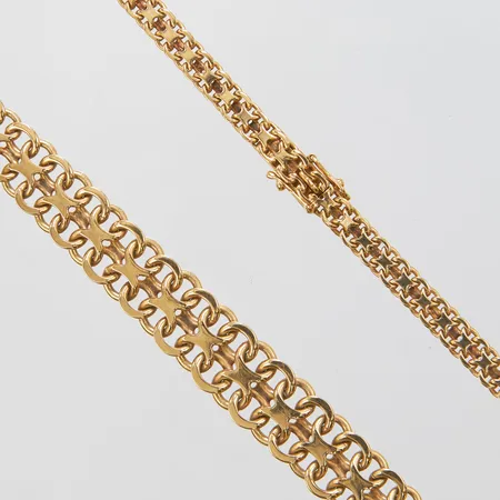 Collier doserad X-länk, längd ca 43,5cm, bredd 4-11mm, Stockholm 1962, 18K Vikt: 34,1 g