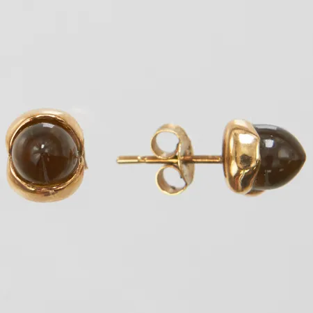 Ett par örhängen, bruna stenar, Ø 7-8,5mm, 18K Vikt: 3 g