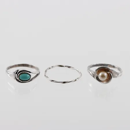 Ringar 3st, stl 16½-17¼mm, silver  Vikt: 4,6 g