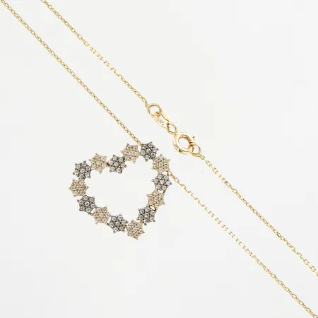 Kedja med integrerat hänge med stenar, 44cm, hänge 20x22mm, 14K Vikt: 3 g
