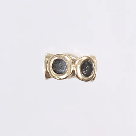Berlock med stenar, Ø9mm, bredd 5mm, tillv. Pandora, slitage, 14K Vikt: 1,8 g