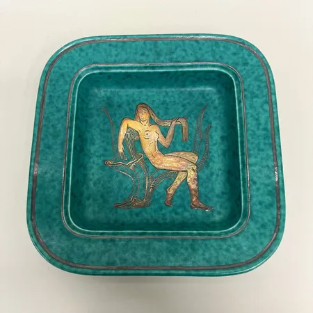 Fat Argenta, Wilhelm Kåge, Gustavsberg, märkt 1196 I undertill, kvinnomotiv, L. 21,5 cm