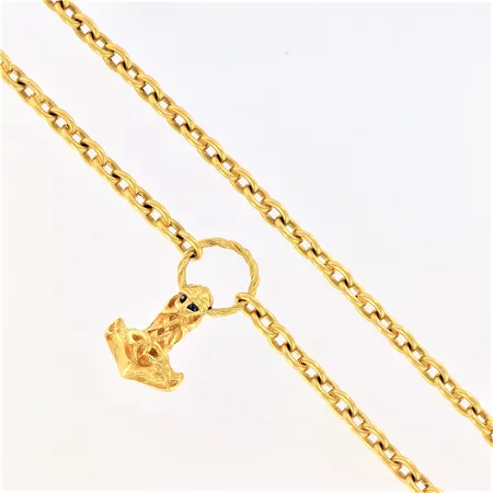Collier Ankar, 64cm, länkens bredd: 8mm, Hänge Ankare med 2 x Safirer, höjd 50mm, bredd: ca 27mm, 18K Vikt: 170,5 g