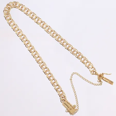 Armband Bismarck, 18cm, bredd 5mm, säkerhetskedja, svenska stämplar, 18K Vikt: 7,2 g