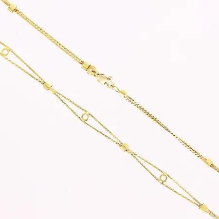 Collier, 44 cm,bredd 1,5-4,5mm, defekt fjäder i lås, 18K Vikt: 6,3 g