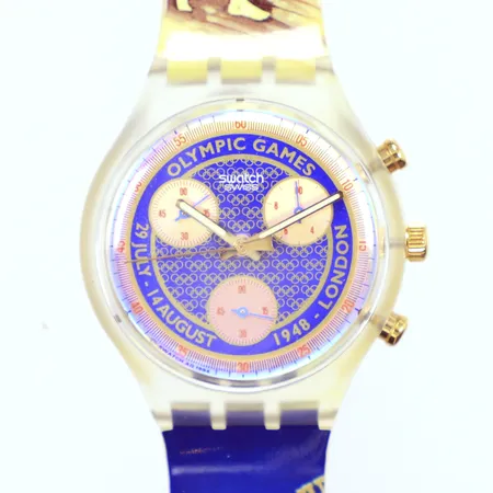 Herrur retro Swatch, Olympic Games, 29-july, 1948-London, längd 23,5cm, originalask, behov av batteribyte. Vikt: 0 g