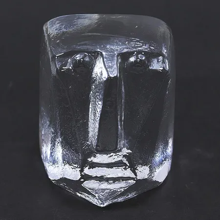 Glasskulptur/bokstöd "ansikte" Erik Höglund, Boda H1026, 9,5x7,5x6,5cm. Vikt: 0 g