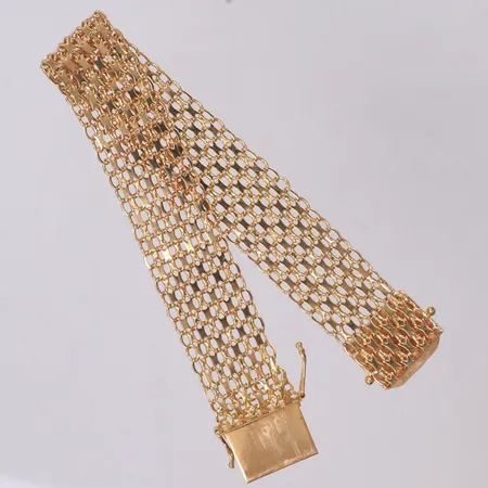 Armband X-länk, längd 20cm, bredd 17,5mm, Ädelsmycken Aktiebolag, år 1968, 18K  Vikt: 26,5 g