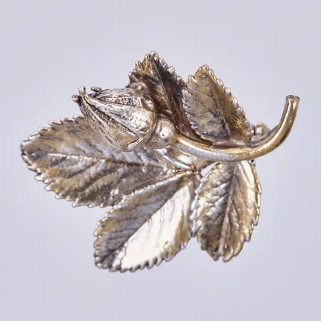 Brosch, Flora Danica, Danmark, Sterling, längd: ca 3,5cm, bredd: ca 30mm, förgyllt silver 925/1000 Vikt: 6 g