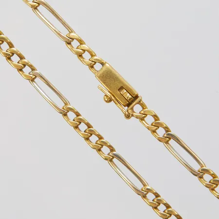Kedja Figaro, längd ca 54cm, bredd 2,5mm, vitguld/rödguld, 18K Vikt: 16,1 g
