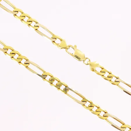 Kedja Figaro, 52cm, bredd 6,8mm, gul/vitguld, 18K Vikt: 55,2 g