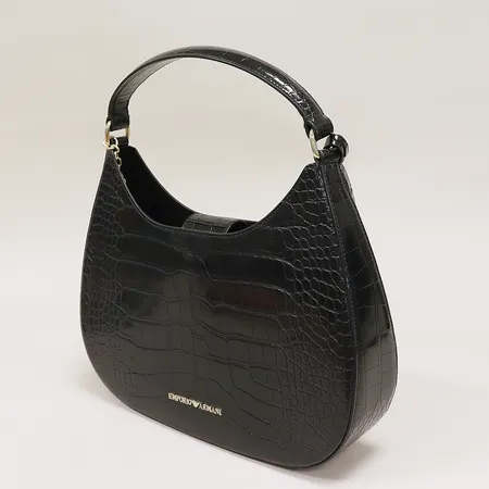 Väska Emporio Armani, Holly Hobo, ca 29x23x7cm, tillhörande liten väska med dragkedja, axelrem, svart, beslag i gulmetall, inga tillbehör. Vikt: 0 g