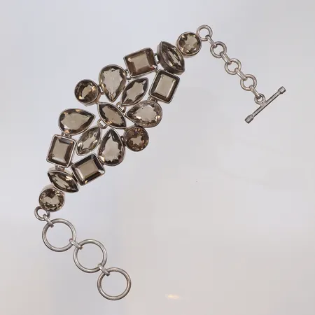 Armband med rökkvarts, 19cm, bredd 13-35mm, Silver 925/1000 Vikt: 45,7 g