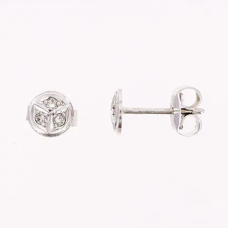 Ett par örhängen, 8/8-slipade diamanter 6 x 0,005-0,01ct, Ø5,5mm, vitguld, 18K.  Vikt: 1,2 g