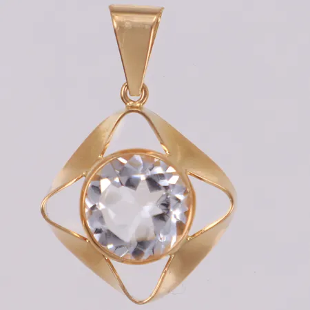 Hänge, vit sten, 28x18mm, 18K Vikt: 2,4 g