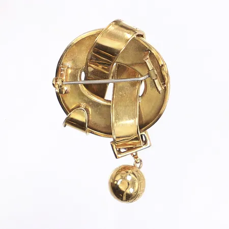 Brosch, 60x34mm, 1900-talets första hälft, bucklig, slitet etui, nål ej guld, 18K Vikt: 13 g