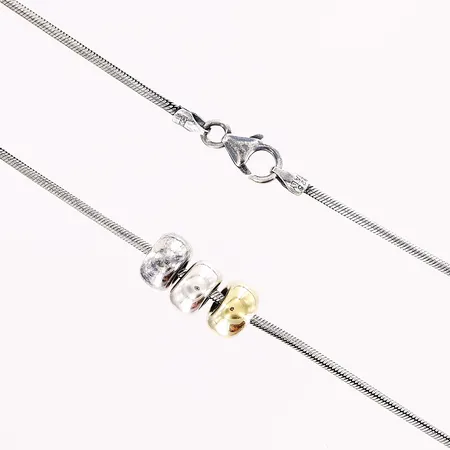 Collier Ormlänk 43,5cm, bredd 1,2mm, silver/oxiderat silver/förgyllning, CGH, 925/1000. Vikt: 10,7 g
