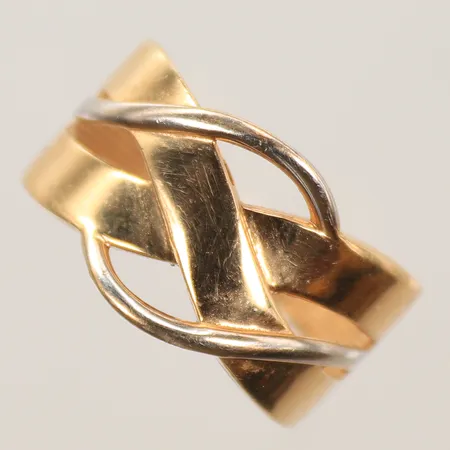 Ring stl 18½, bredd 2-12mm, rödguld/vitguld,repig, 18K Vikt: 4 g