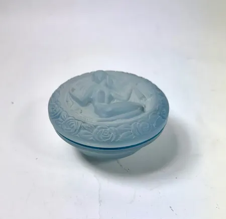 Burk med lock, Ø10 cm, frostat glas