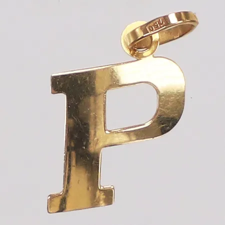 Hänge, bokstaven P, 18mm, 18K  Vikt: 0,4 g