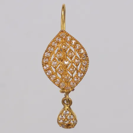 Örhänge, udda, vita stenar, saknar sten, 32mm, 18K  Vikt: 2,2 g