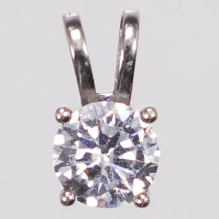 Hänge, vit sten, 8mm, 925/1000 silver Vikt: 0,4 g