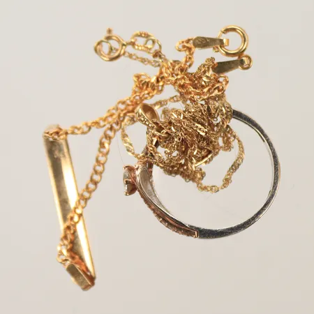Armband, kedja, ring, defekt/slitet, 14K Vikt: 4,9 g