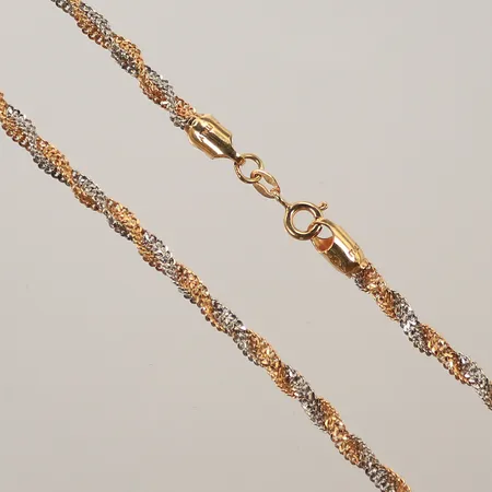 Halsband rg/vg fiskben snurrat, 66cm, bredd 3mm, 18K 16,1g Vikt: 16,1 g