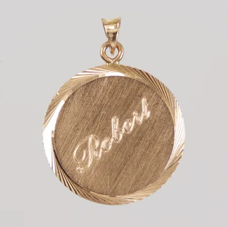 Hänge, namngravyr, 'Robert', Ø19,8mm, 18K, Vikt: 3,9 g