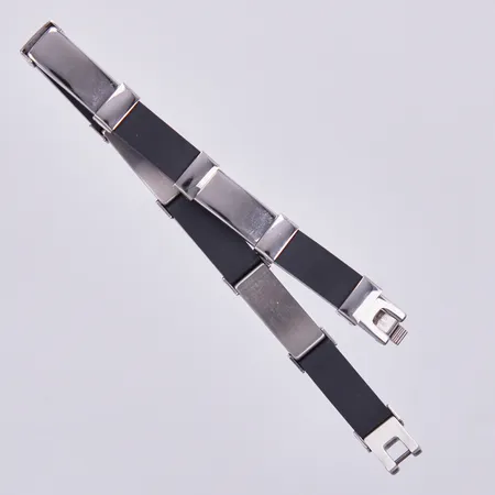 Armband med gummi & stål, längd ca 20,5cm, bredd ca 8mm