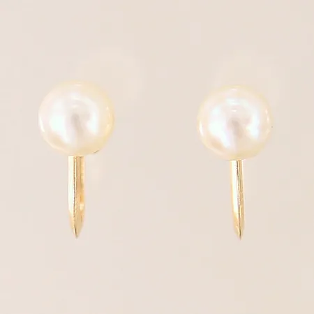 Ett par örhängen med odlade pärlor, 18x5mm, skruvlås, 18K  Vikt: 1,8 g
