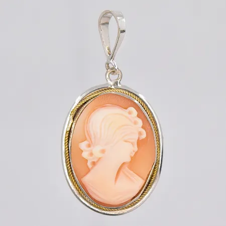 Hänge med camé, stl 32x16mm, silver Vikt: 2 g
