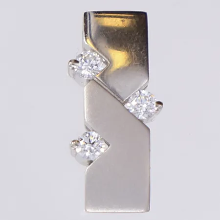Hänge med vita stenar, 21x9,5mm, vitguld, 18K Vikt: 3,4 g