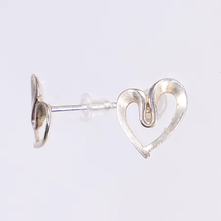 Örhängen, hjärtan, ca10x10mm, snurrebussar i gummi, 925/1000 silver Vikt: 0,8 g