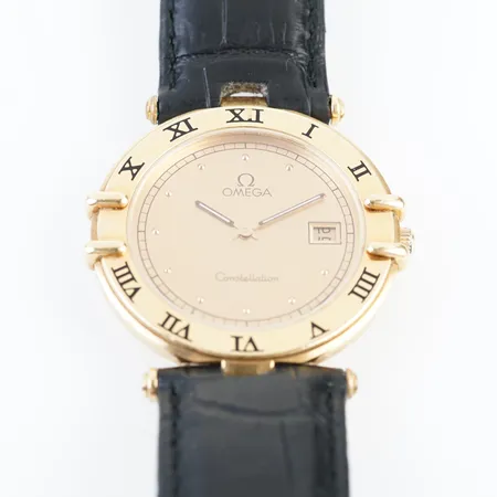 Herrur Omega Constellation, Ø32,5mm, 18k, quartz, ej funktionstestad, gravyr. Vikt: 0 g