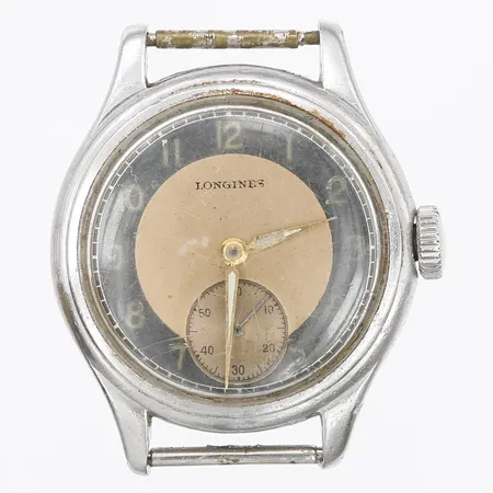 Herrur Longines, boettnummer 22902 270, Ø35mm, 1940/50-tal, repor, defekt/servicebehov, urtavla med slitage, inga tillbehör.