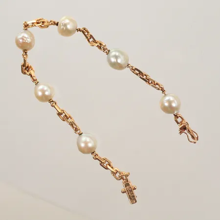 Armband med pärlor, längd 18cm, bredd 3-6mm, 18K, bruttovikt 13,8g Vikt: 13,8 g
