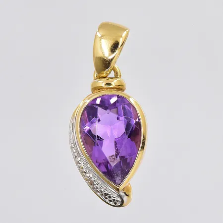 Hänge med lila sten, stl 25x11mm, vitguldsdetaljer, 18K Vikt: 3 g