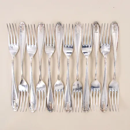 Bordsgafflar 12st, modell Vasa, längd 18,0cm, GAB, silver 830/1000 Vikt: 437 g